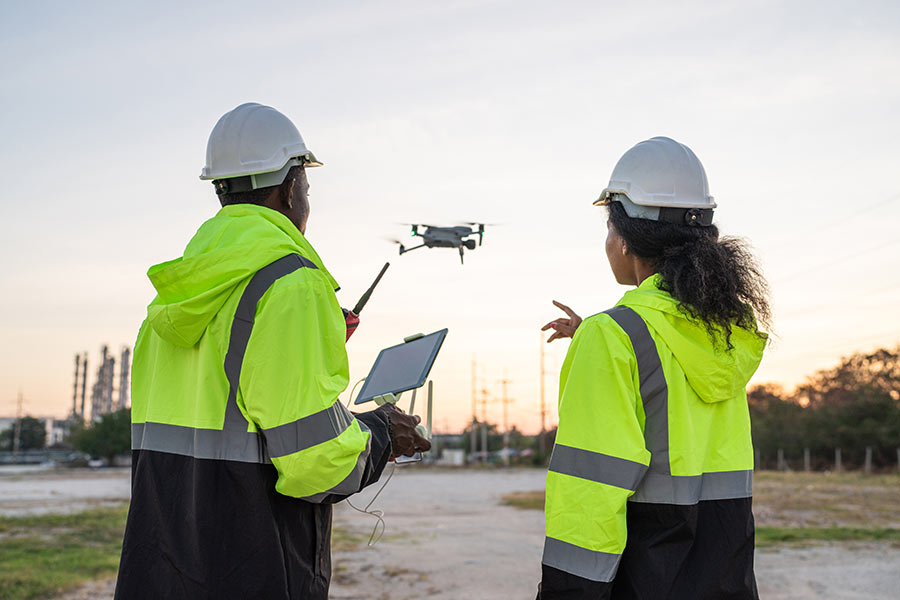 Young people at a drone industry careers event